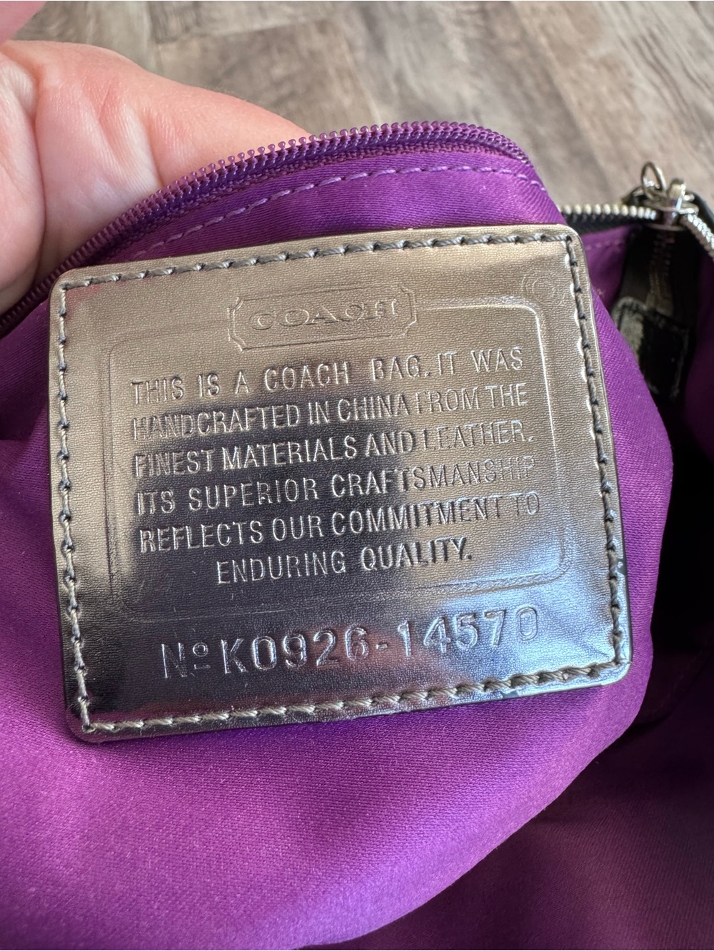 Coach Poppy Signature Sateen Pocket hobo Shoulder Bag w/Purple Interior - Y2K - Picture 8 of 13